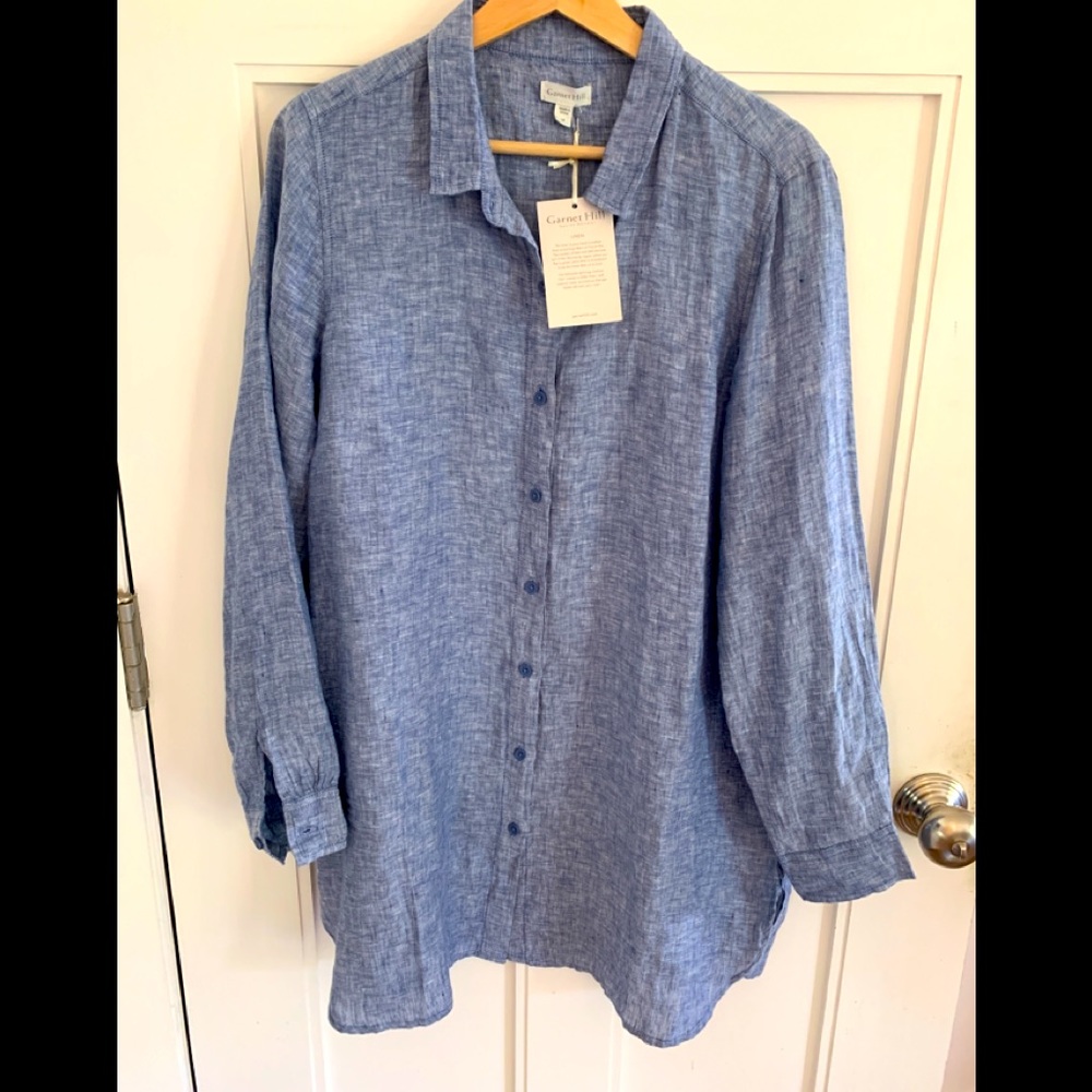 Garnet Hill Blue Chambray Easy Linen Tunic